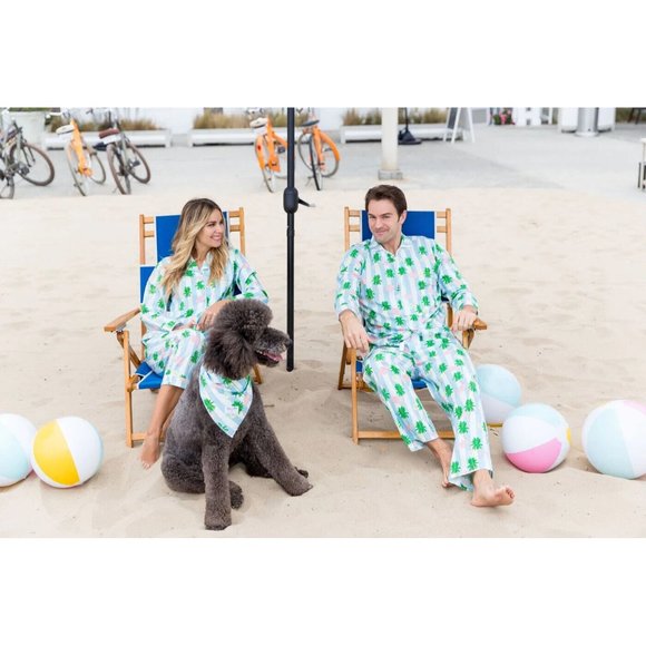 Sant & Abel X Gray Malin Palm Tree Pajamas Set Size L 100% Cotton Summer Cabana - Picture 1 of 15